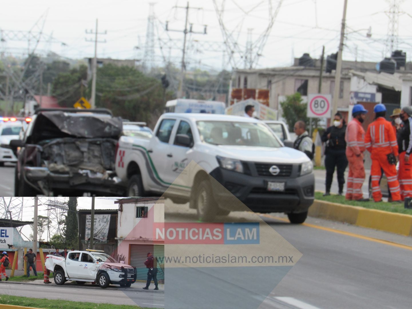 Conductor de camioneta provoca choque en la carretera Texcoco-Calpulalpan
