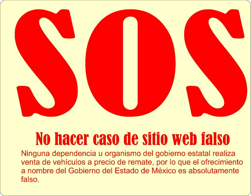 Alerta el Estado de México sobre sitio web falso que ofrece con su imagen oficial venta de vehículos