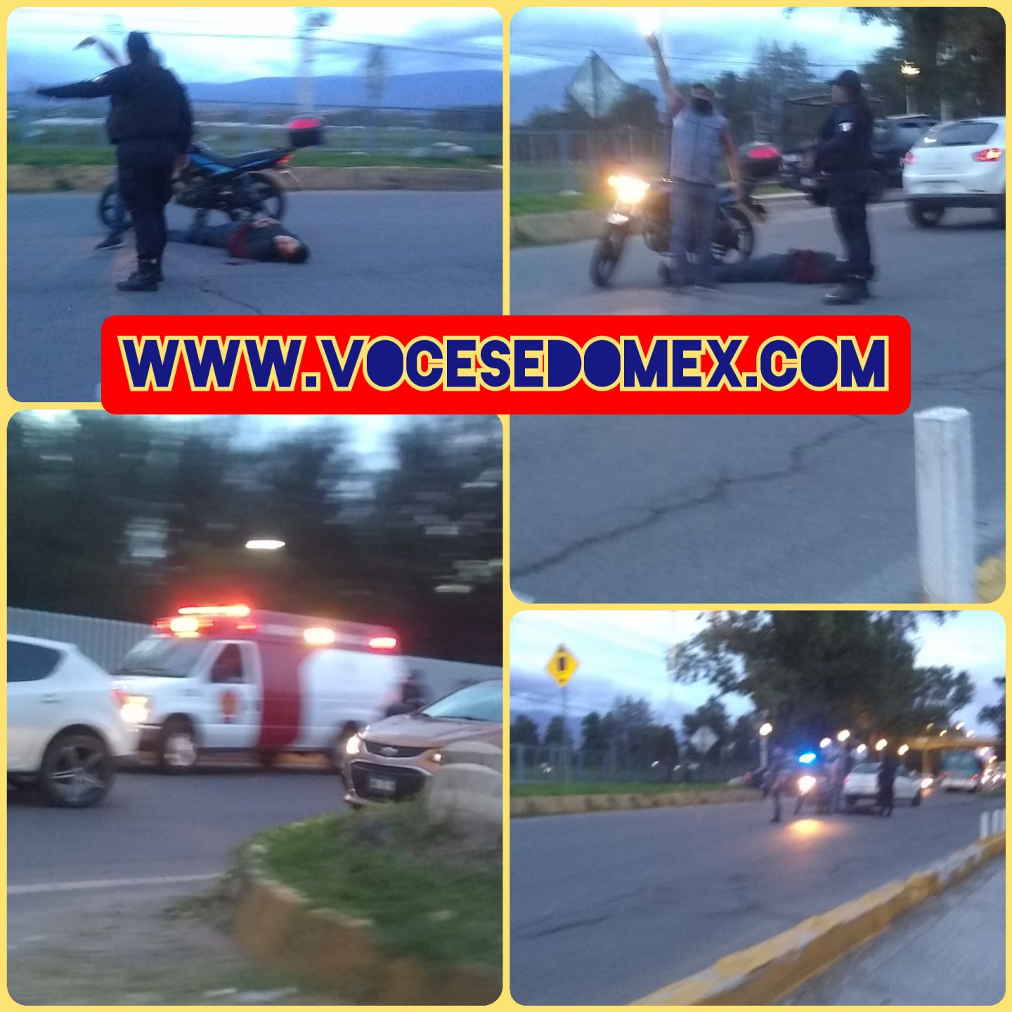Motociclista es investido por un carro a la altura de Chapingo en el municipio de Texcoco
