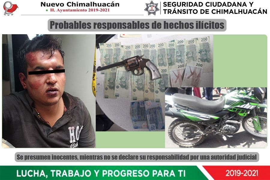 En Chimalhuacán detienen a un presunto delincuente, ya tiene lugar seguro en el tambo