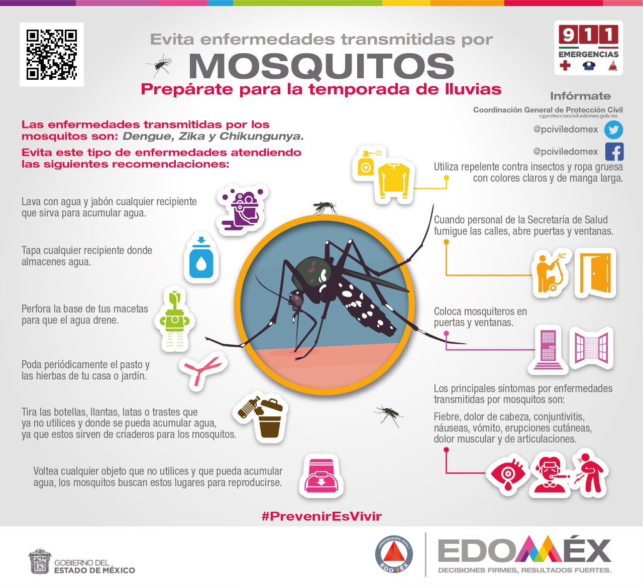 Emite protección civil EDOMEX, recomendaciones para evitar enfermedades por mosquitos en época de lluvias 