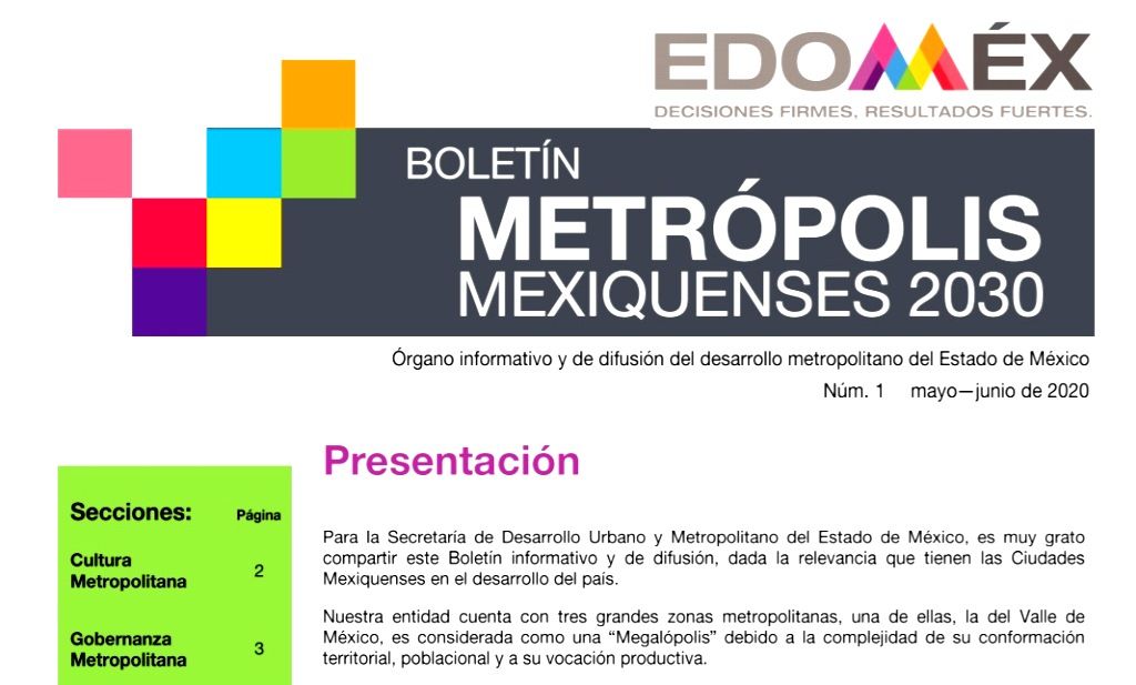 La SEDIUM presenta primera edición del boletín metrópolis mexiquenses 2030