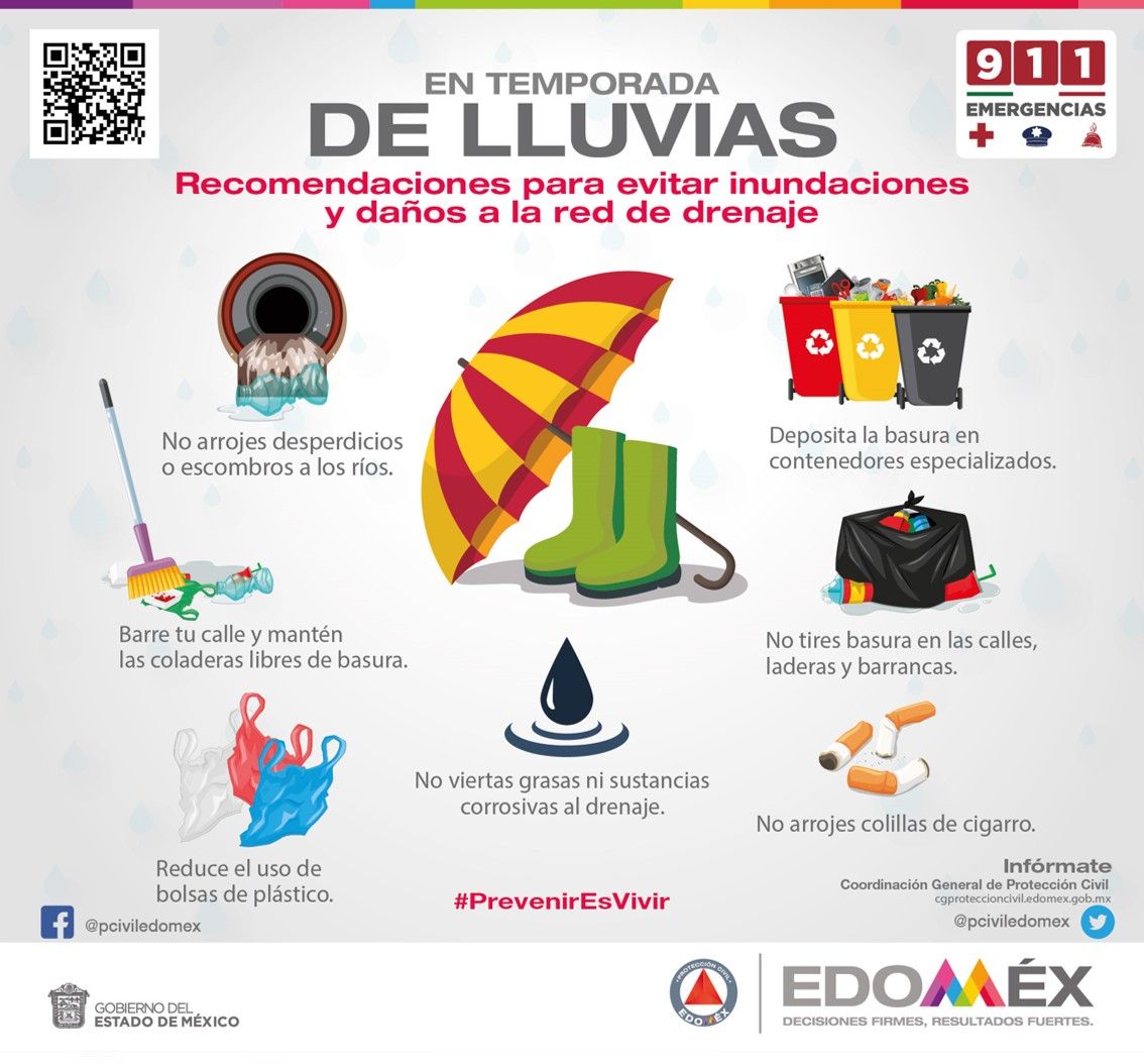 Reitera protección civil del EDOMÉX acciones para evitar inundaciones y prevenir accidentes en temporada de lluvias