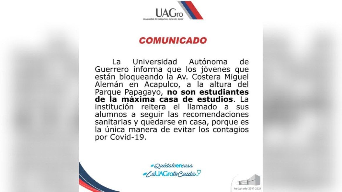 UAGro se deslinda estudiantes que exigían pago de una beca al gobierno de Guerrero