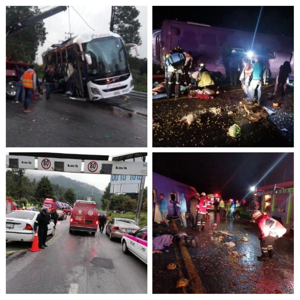 Carreterazo autobús  de pasajeros vuelca deja un saldo de13 muertos y 24 lesionados en Edoméx