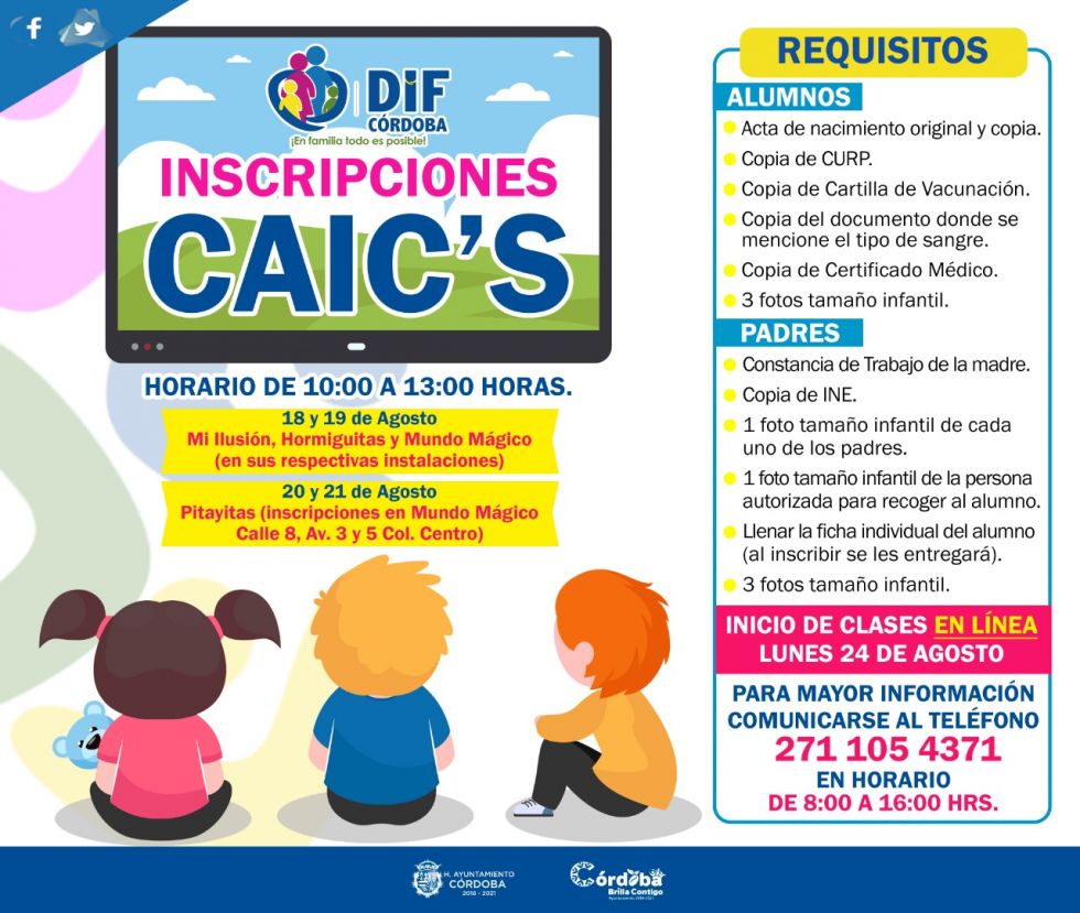 Inicia DIF periodo de inscripciones y reinscripciones para Centros de Asistencia Infantil Comunitarios (CAIC´S)