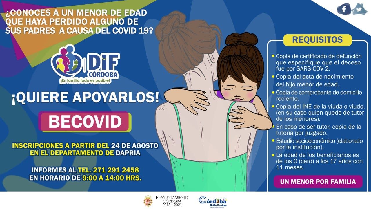 *Apoyará DIF Córdoba con becas a menores que perdieron a sus padres por COVID-19*