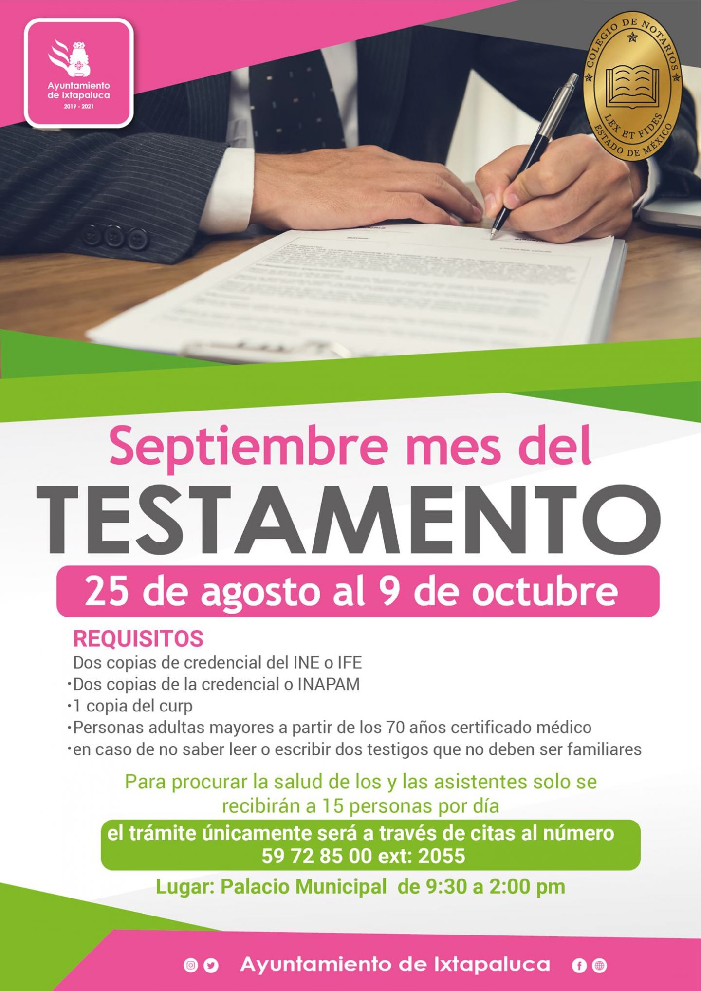 #Invitan a heredar tranquilidad en el mes del Testamento en Ixtapaluca