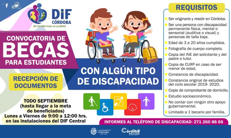 Amplía DIF Municipal número de beneficiados y plazo de inscripción para becas a estudiantes con discapacidad