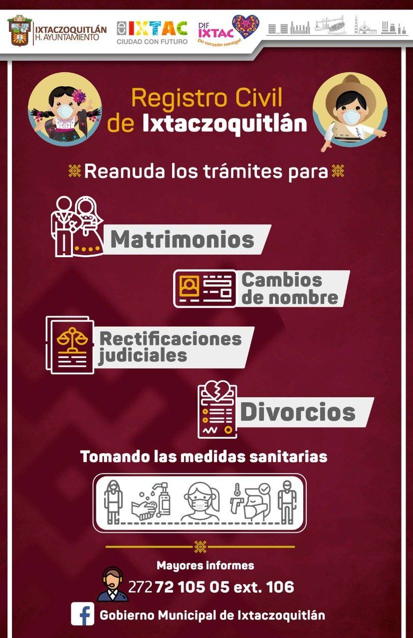 Reanudan tramites en Registro Civil de Ixtaczoquitlán