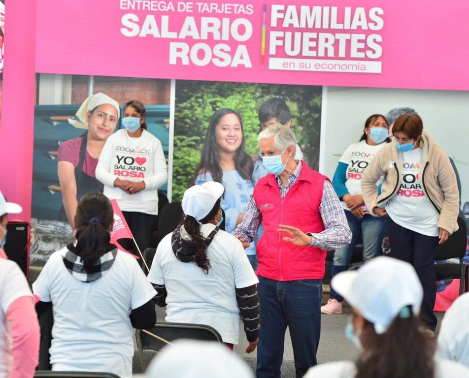Alfredo del Mazo informa que el Salario Rosa no se detiene y beneficia a más de 282 mil amas de casa 
