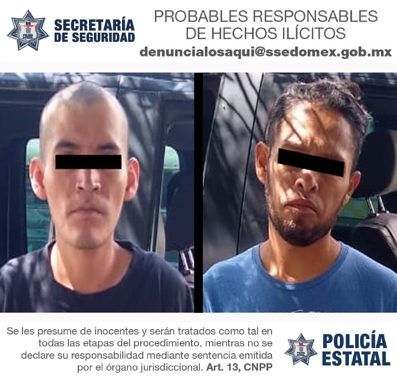 Policía de la SS detiene a dos presuntos malandrines por portación de arma de fuego sin permiso en Chimalhuacan