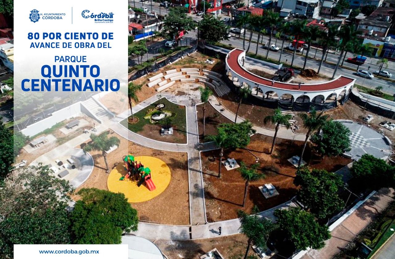 Rehabilitación del parque Quinto Centenario registra avance del 80 por ciento