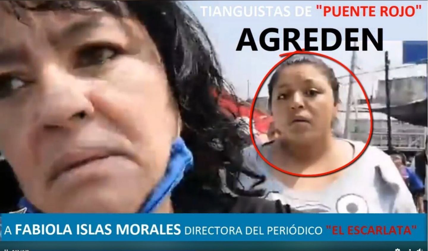 Integrantes de Tianguistas de Puente Rojo realizan actos de intimidación a Fabiola Islas Morales directora del periódico El Escarlata