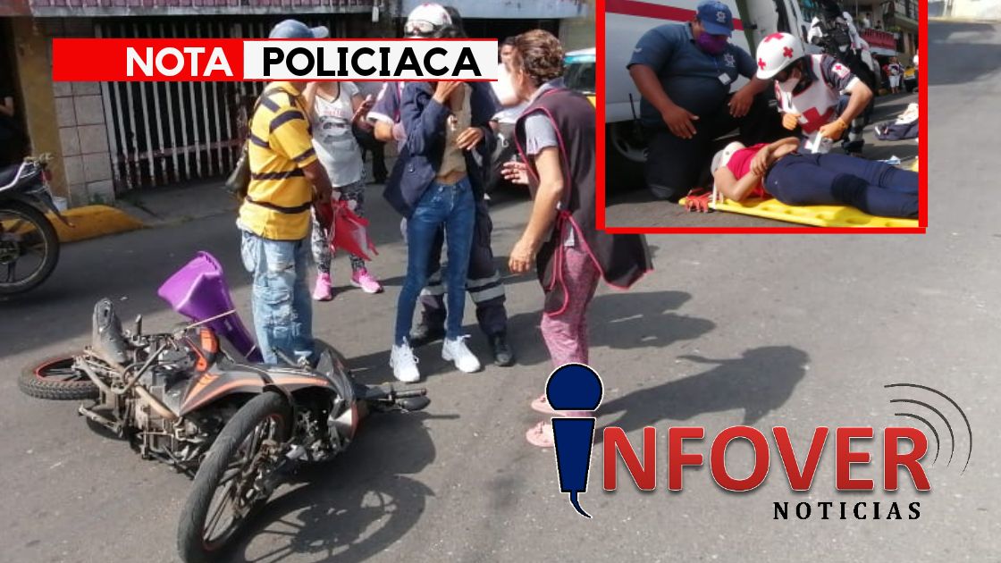 Motociclista arrolla a mujer en la Ex Vía del Huatusquito
