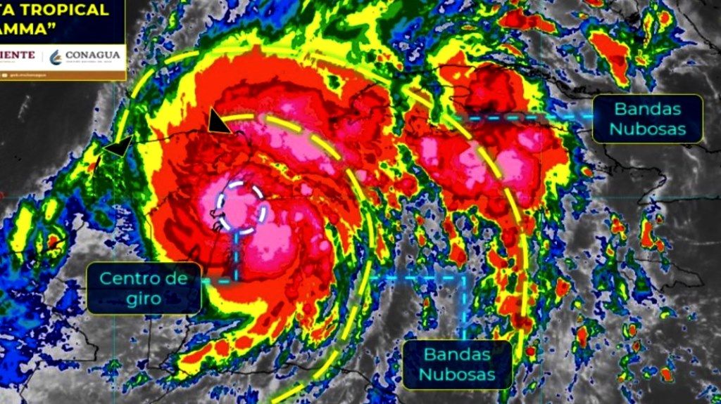 La interacción de la tormenta tropical ’Gamma’ con el frente estacionario No. 5