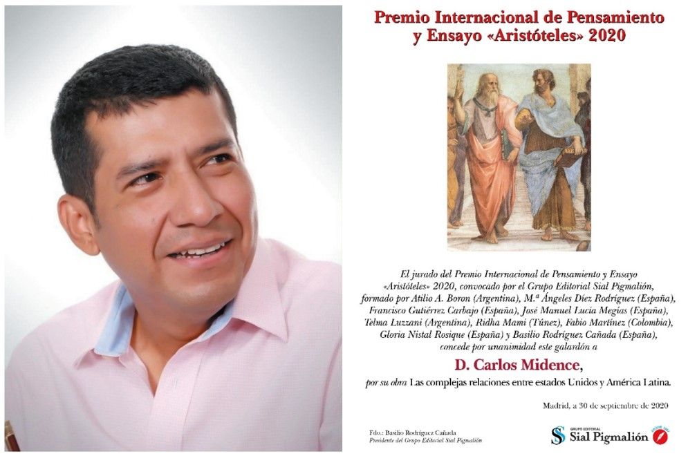Carlos Midence es galardonado con el Premio Internacional de Pensamiento y Ensayo ’Aristóteles’ 2020