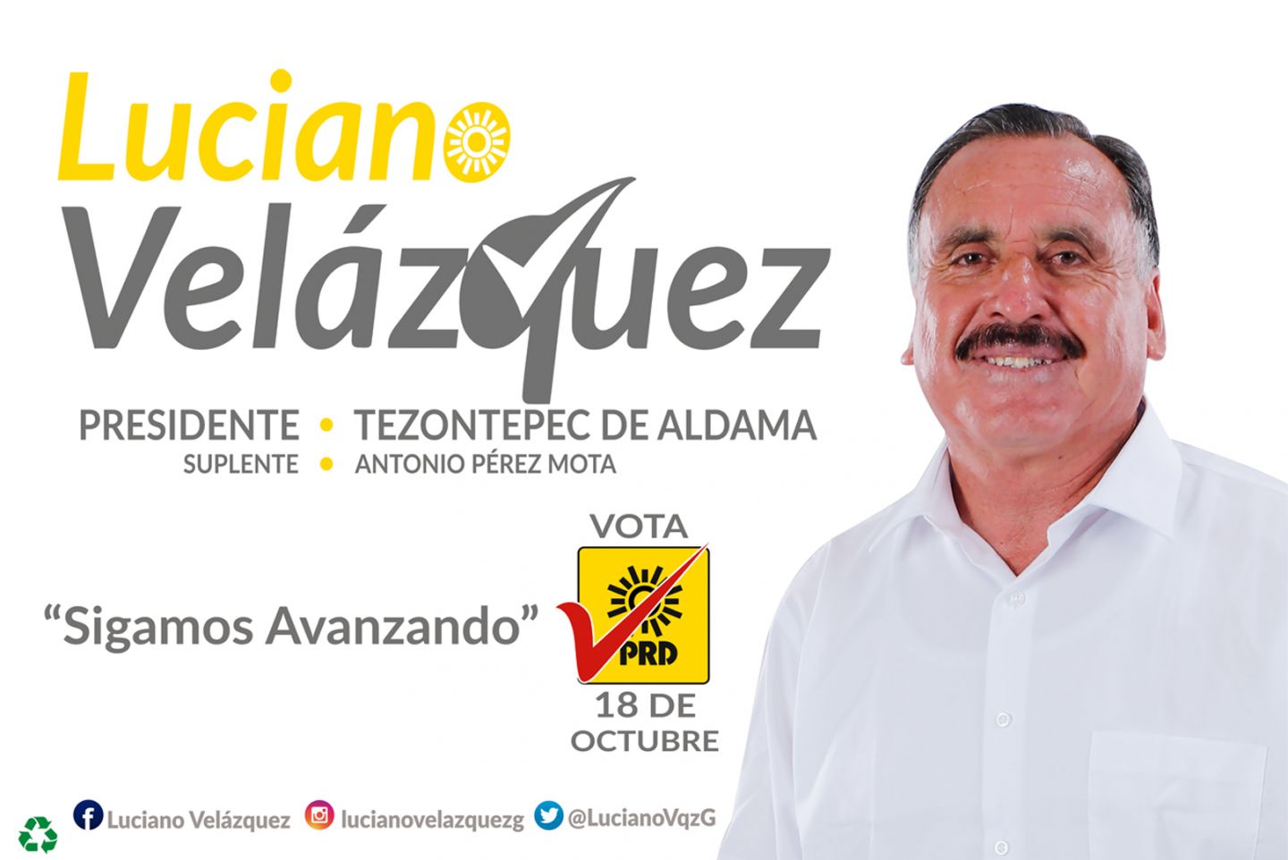 Luciano Velázquez Gómez candidato a la Presidencia Municipal de Tezontepec de Aldama