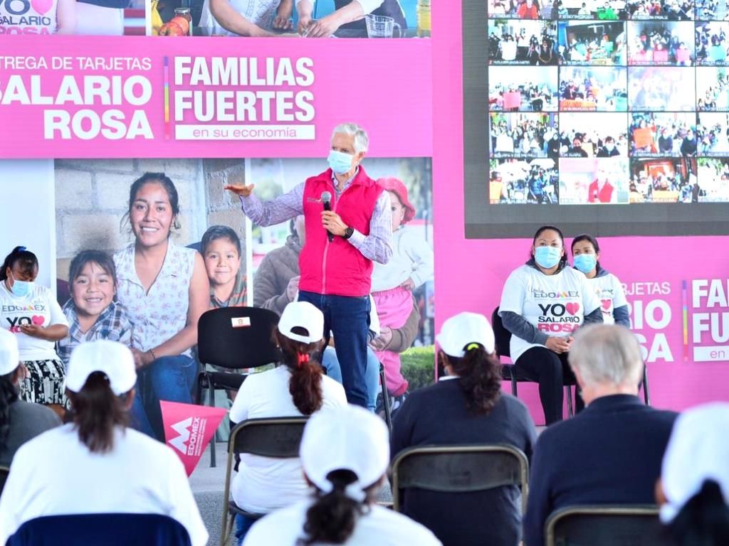 Alfredo del Mazo indica que el Salario Rosa llega a las mujeres que más lo necesitan y les brinda apoyo para solventar necesidades familiares