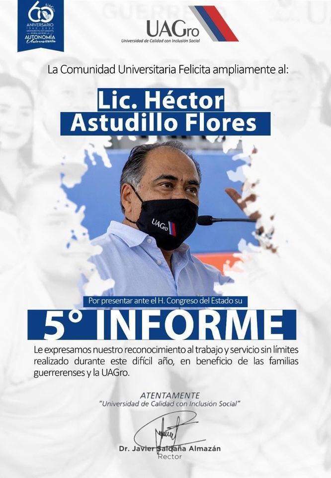 Felicita Javier Saldaña al gobernador Héctor Astudillo Flores por presentar su 5to Informe