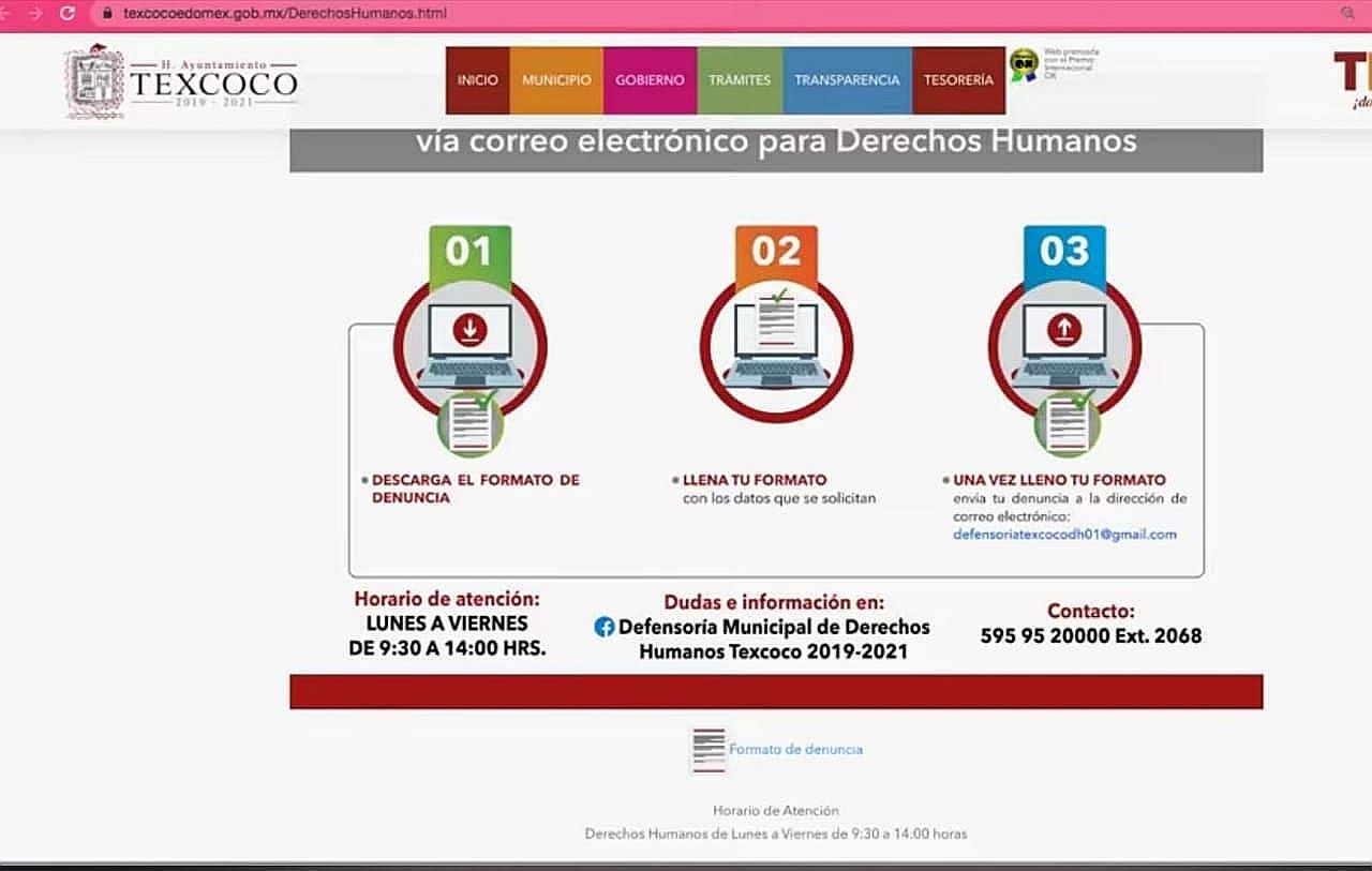 Instalan botón de quejas de la Defensoría Municipal de Derechos Humanos en la página web de Texcoco