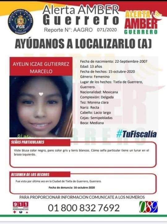 Aparece asesinada la niña de 13 años desaparecida en Tixtla