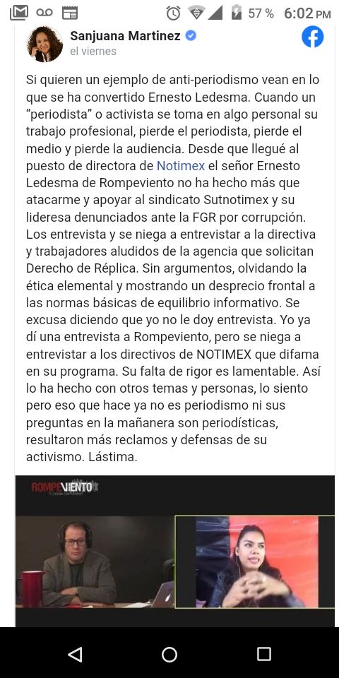 Terrorismo periodístico: Sanjuana Martínez se lanza contra Rompeviento TV