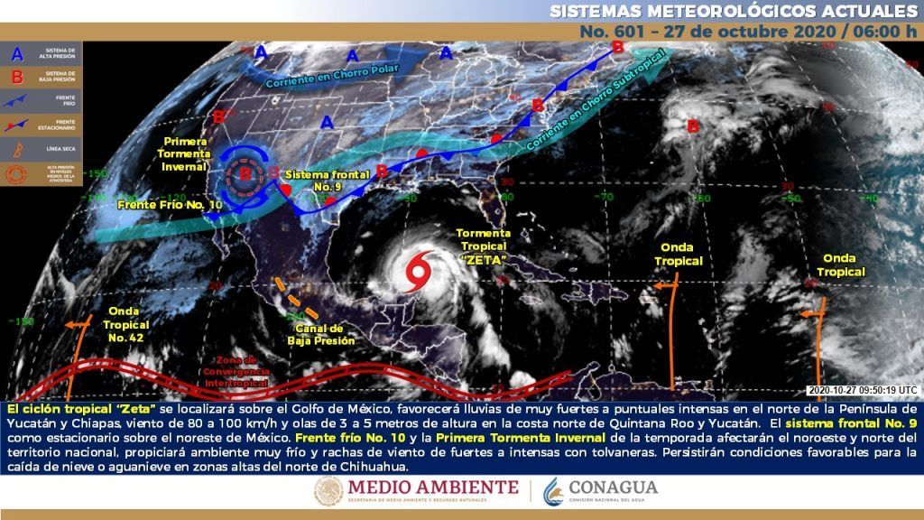 El ciclón tropical Zeta originará lluvias muy fuertes a puntuales intensas