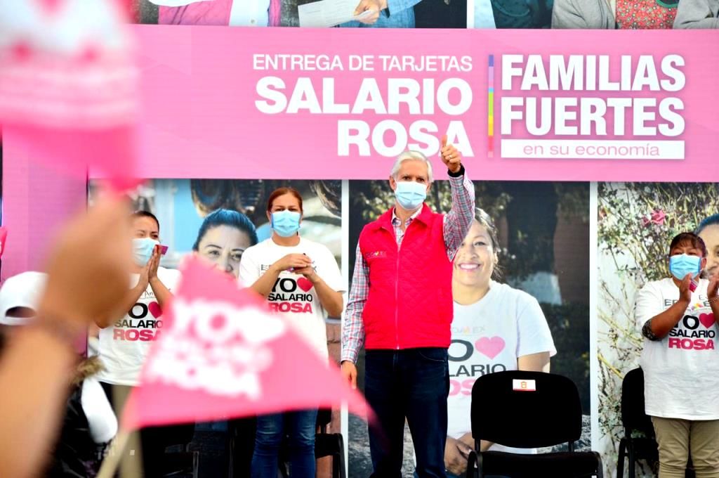 Alfredo del Mazo indica que el Salario Rosa es la mejor inversión que el Gobierno del Estado de México puede hacer en apoyo a las amas de casa 