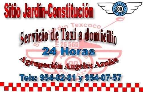 Taxi seguro las 24 horas  y con medidas sanitarias, sito jardín Texcoco. 