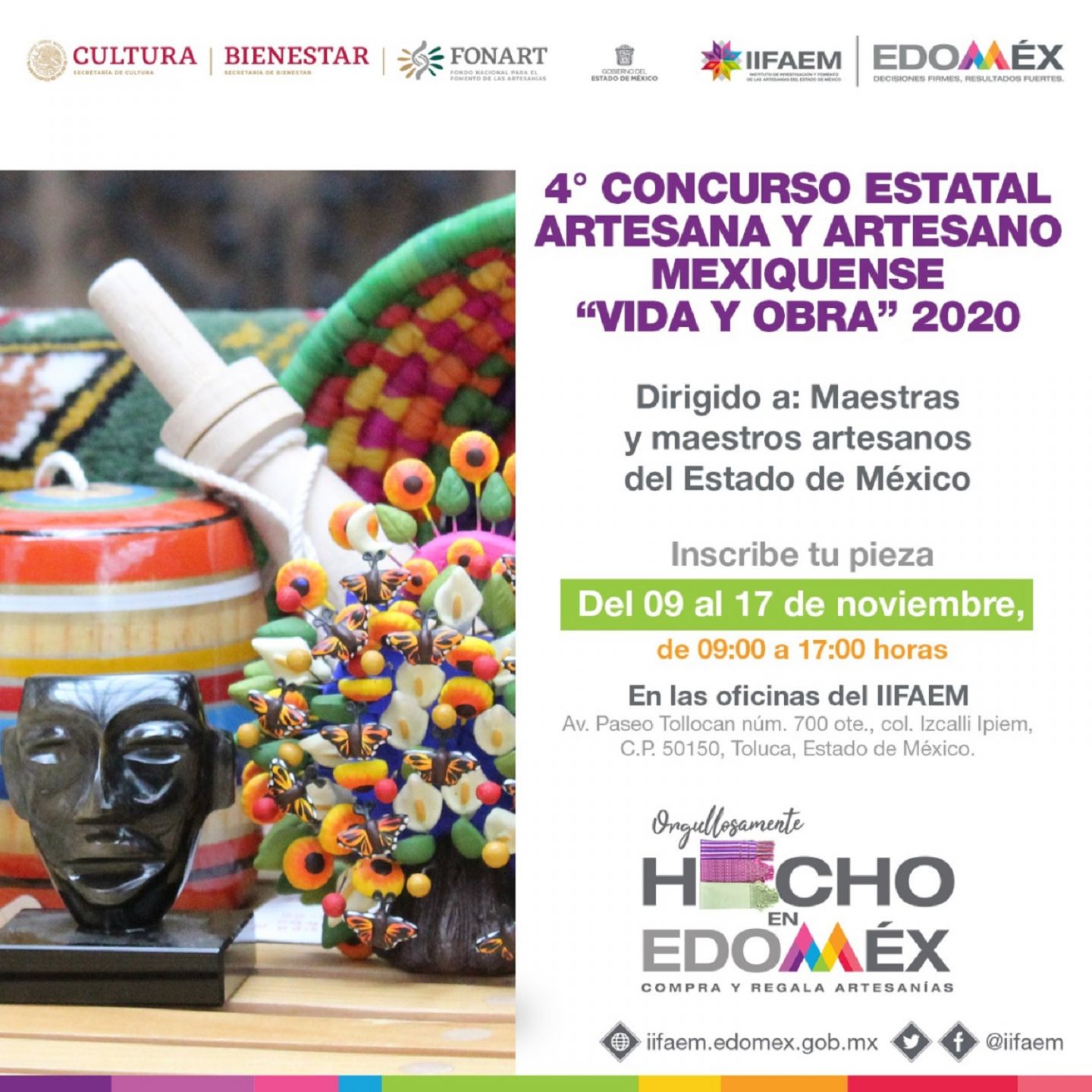 Lanzan convocatoria del cuarto concurso estatal artesano mexiquense "vida y obra" 2020 