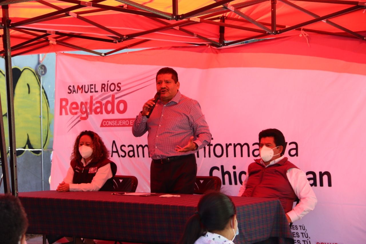 Samuel Ríos Reglado arranca cuarta jornada de asambleas informativas en Chicoloapan.