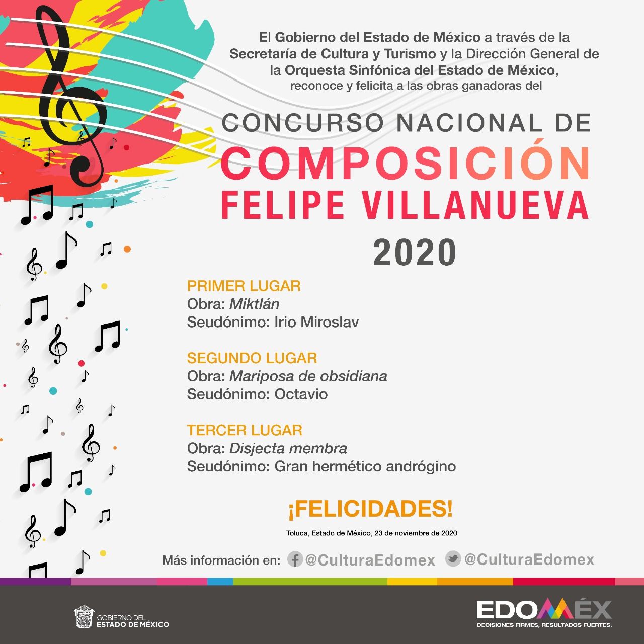 Da a conocer la OSEM a ganadores del concurso nacional de composición ’Felipe Villanueva’ 