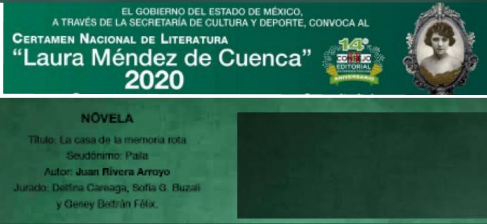 Recibe hidalguense Premio Nacional de Literatura "Laura Méndez de Cuenca 2020"