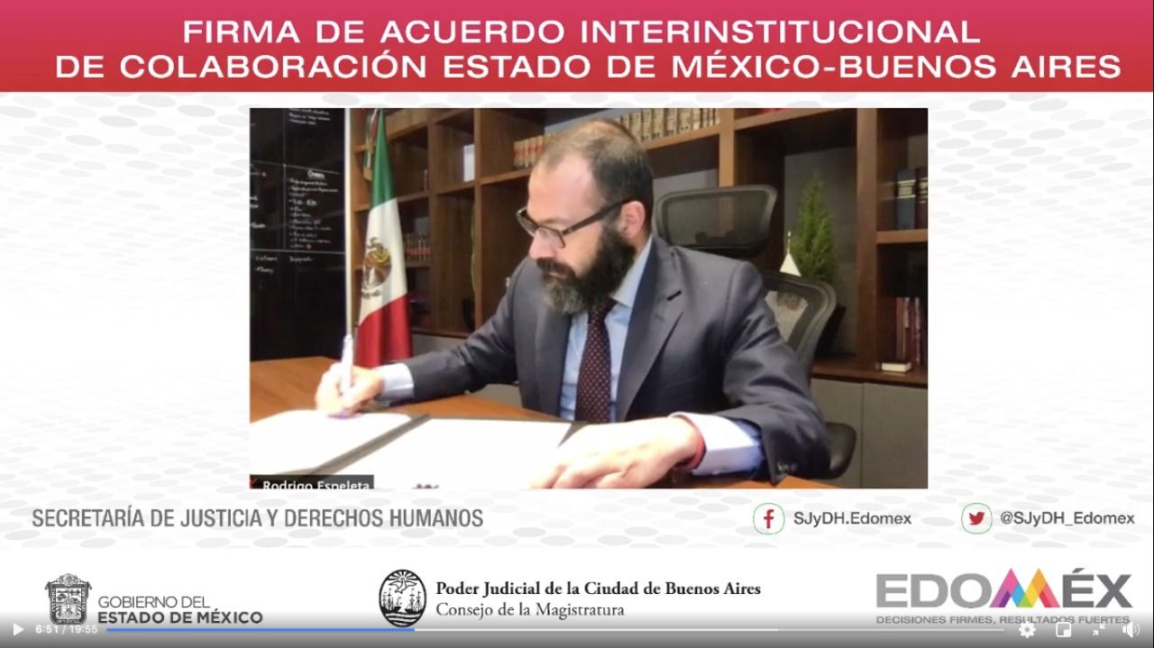 Firma EDOMÉX acuerdo de colaboración con el poder judicial de Buenos Aires