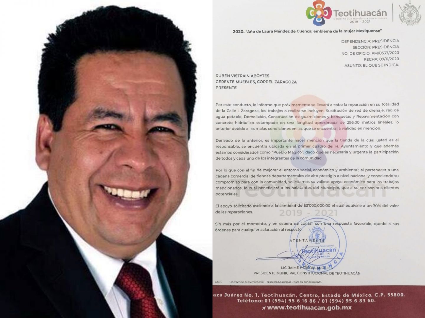 Alcalde de Teotihuacán exige 3 mdp a empresa para financiar obra etiquetada con recurso federal