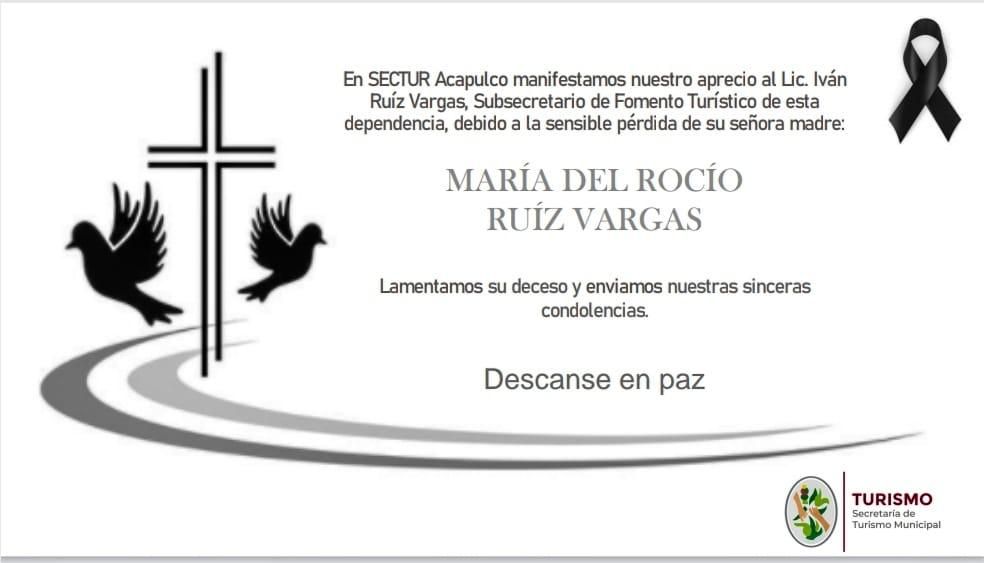 Lamenta Códice 21 fallecimiento de la señora María del Rocío Ruiz Vargas 