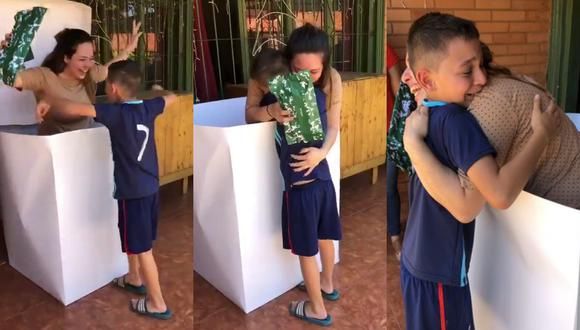 Niño recibe en su cumpleaños el abrazo de su madre a la que no veía desde hace casi un año
