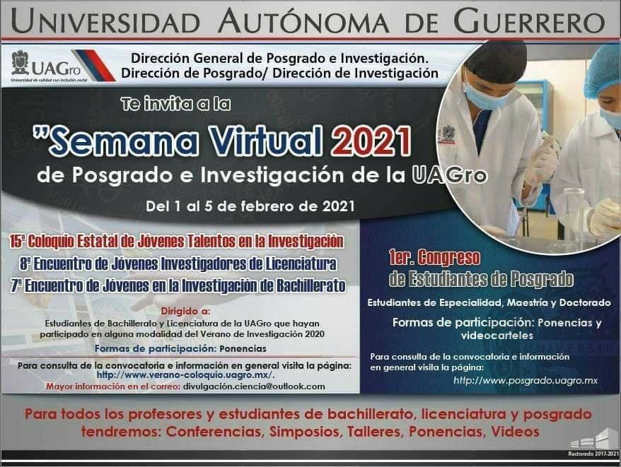 Invita Javier Saldaña a ser parte de la "Semana Virtual 2021 de Posgrado e Investigación de la UAGro"