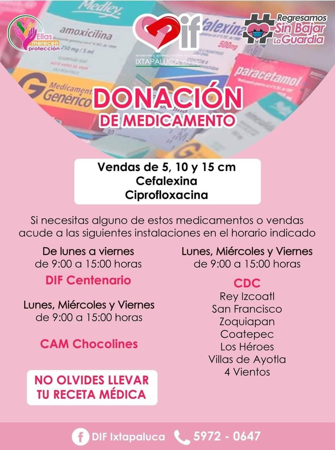 
Ofrece DIF Ixtapaluca medicamento gratuito y vacunas por parte de DIF