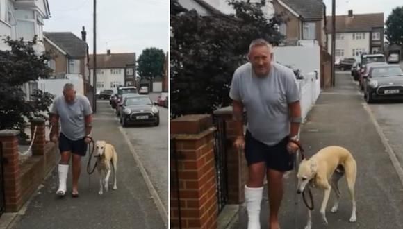  Hombre en muletas gasta dinero en rayos X para su perro ‘cojo’ y descubre que él lo imitaba