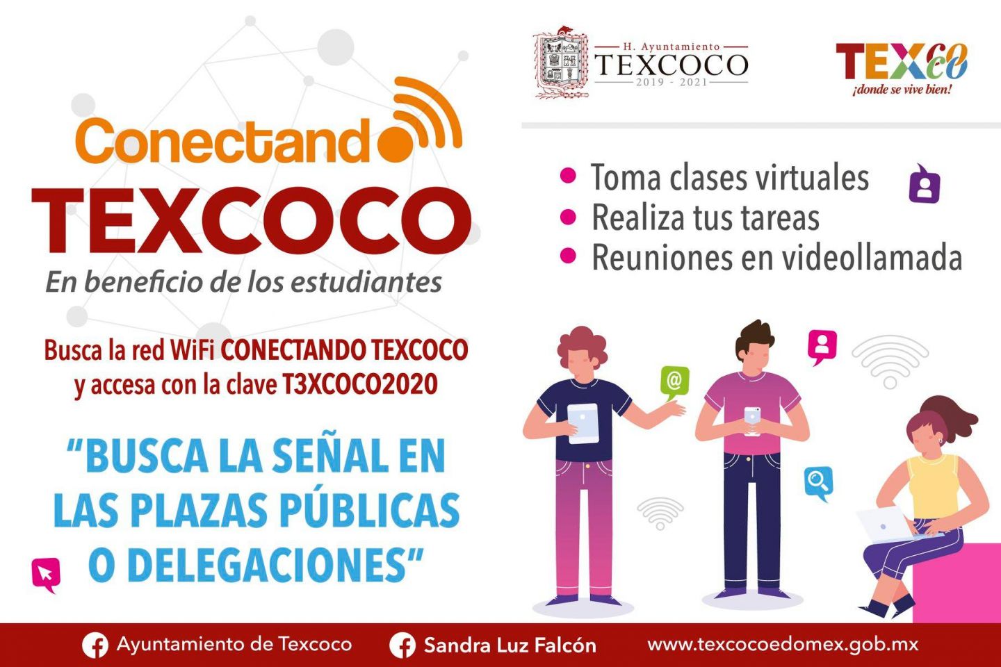 "Conectando a Texcoco" programa del gobierno municipal para brindar acceso gratuito a red wifi en en apoyo a estudiantes 