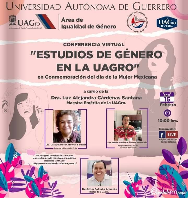 Invita Javier Saldaña a participar en la videconferencia "Estudios de Género en la UAGro"