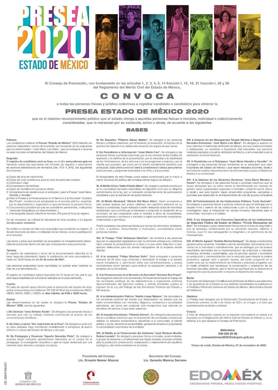 Son últimos días para participar por la Presea Estado de México en Artes y Letras y en Deporte