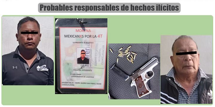 Policías de Chimalhuacan detienen a dos personas que portaban un arma de fuego y cartuchos