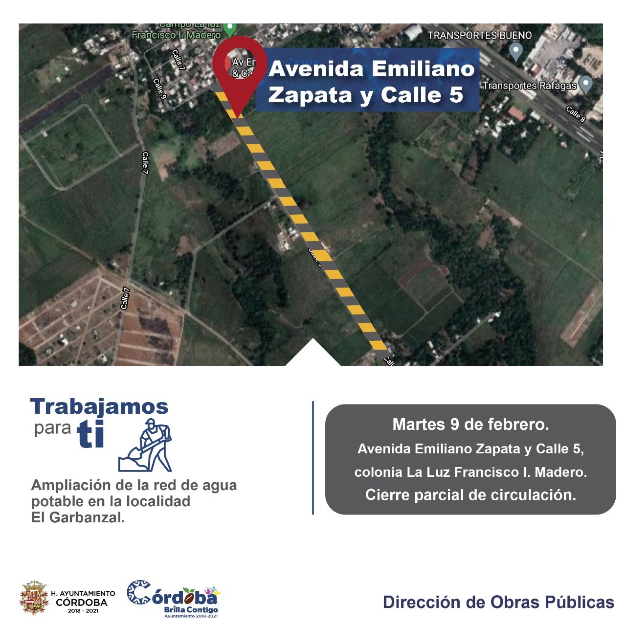 Ayuntamiento de Córdoba amplia red de agua potable, anuncia cierre parcial de vialidad