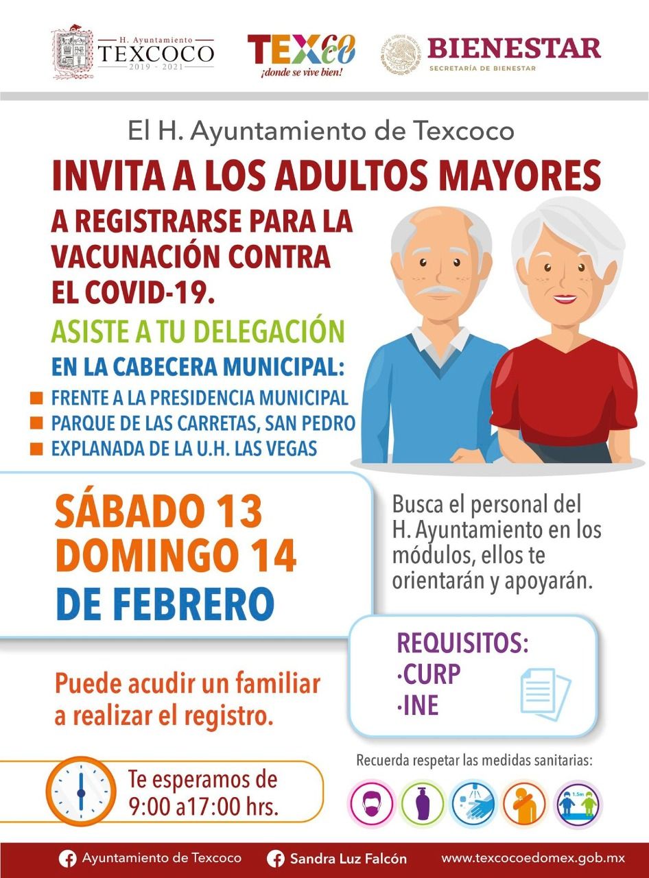 Gobierno de Texcoco instala módulo para que adultos mayores se registré para la vacuna Covid-19 