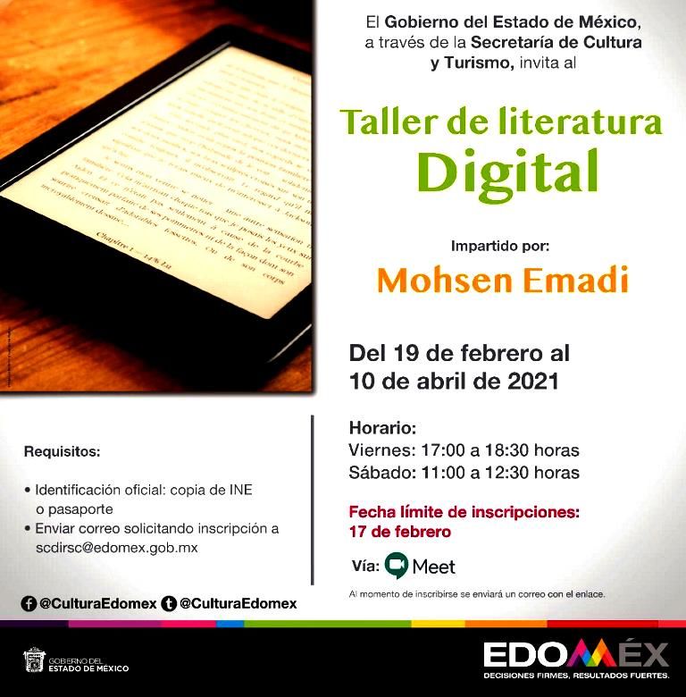 La Secretaría de Cultura y Turismo anuncia taller de literatura digital
