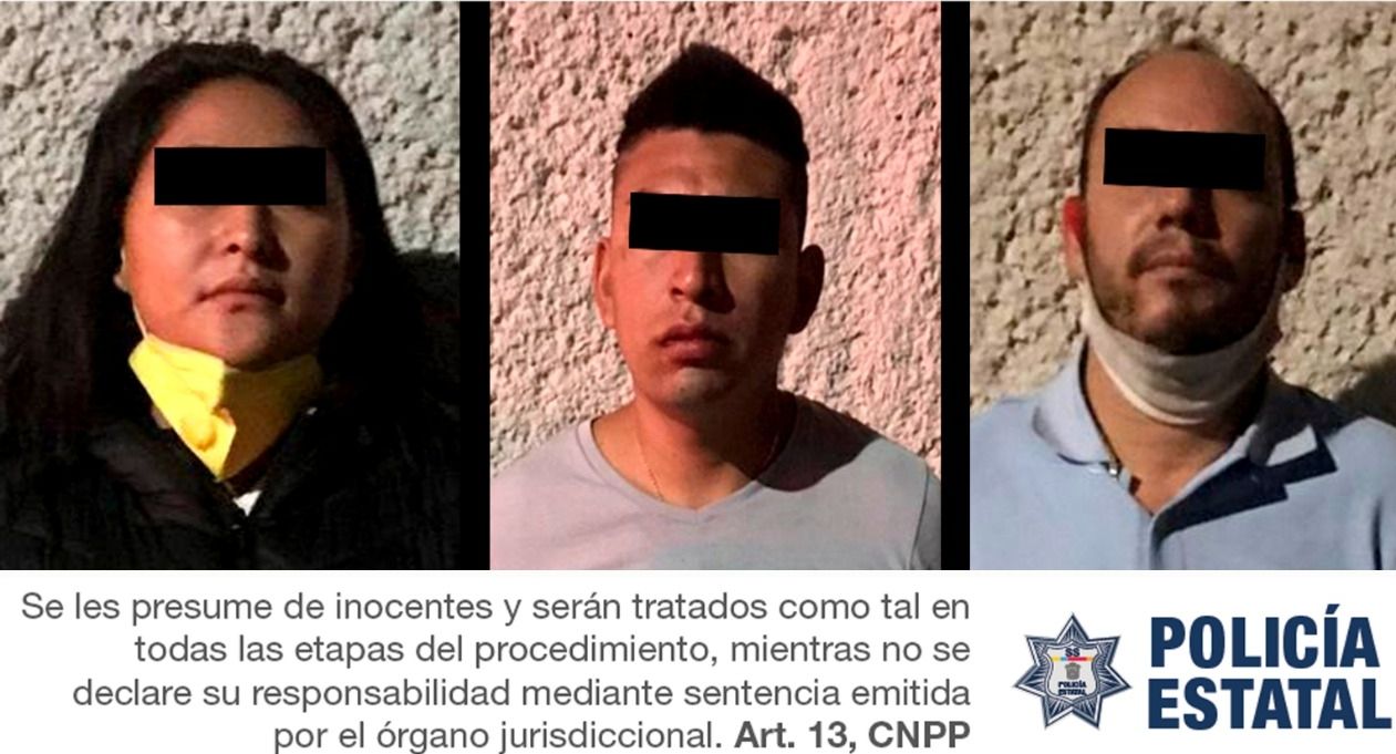 Detienen a una mujer y dos hombres presuntos secuestradores en Edomex 