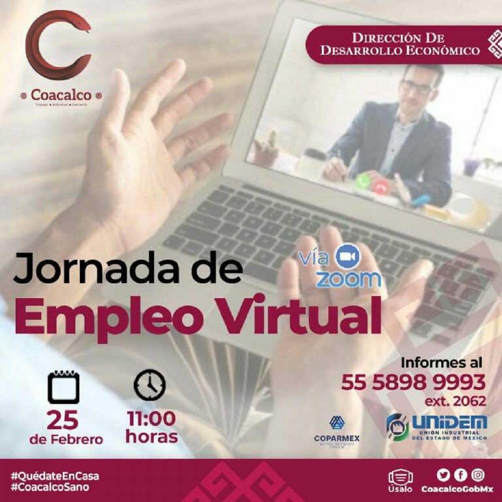 Realizará Gobierno de Coacalco Primera Jornada Virtual de Empleo del Año